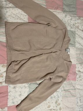 Kim Rogers Taupe Knit Button-Front Cardigan